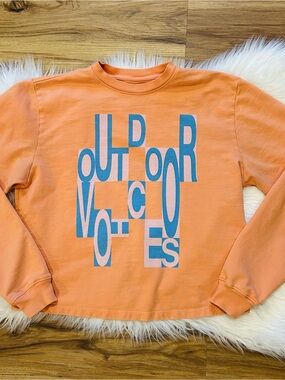 Outdoor Voices Orange Sweatshirt with Blue Graphic